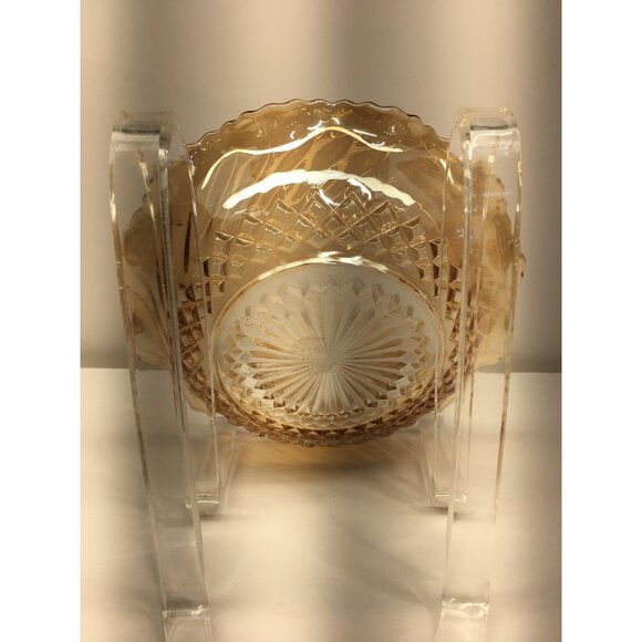 Vintage Indiana Carnival Amber Glass Bowl Round Scalloped Edged 7.5" - Picture 7 of 13